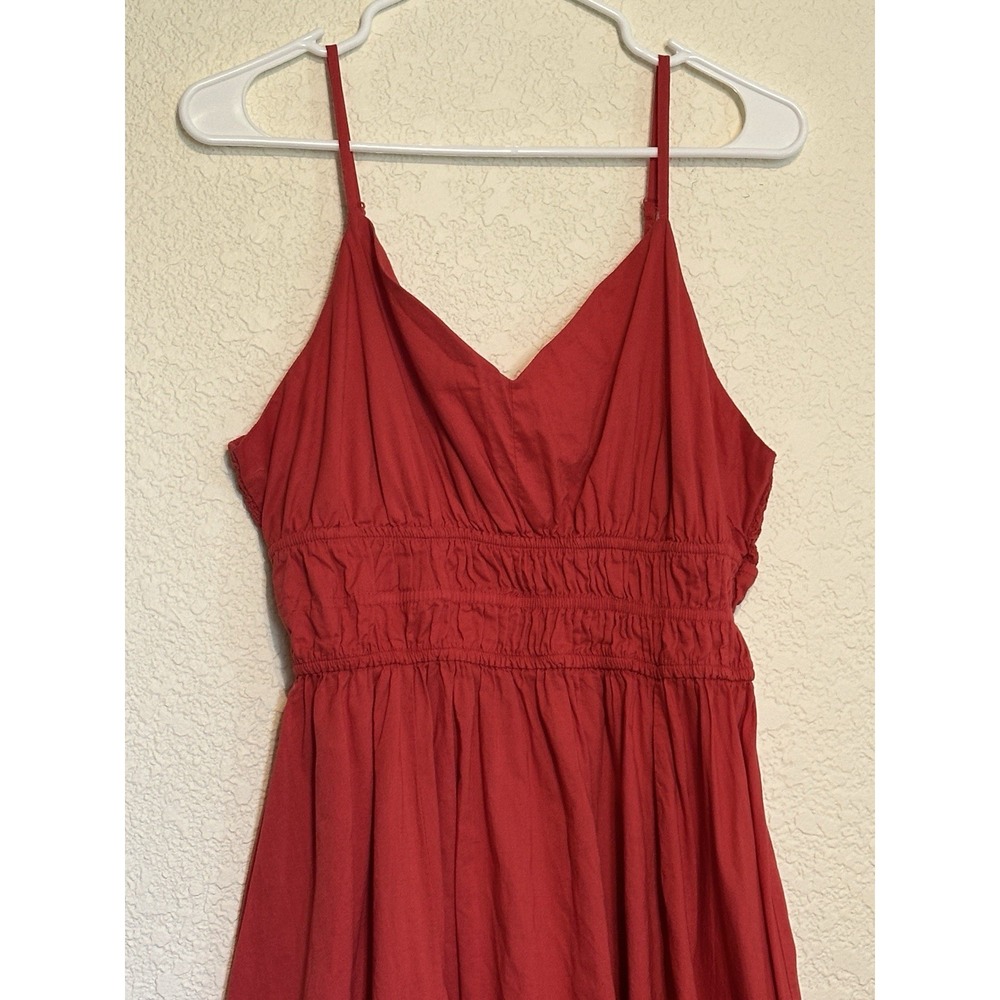 Dizzy Lizzy Red Cotton Tiered Smocked Waist Babydoll Midi Dress XL Boho - Picture 9 of 16
